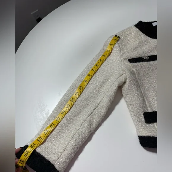 KAOS Made in Italy Black & White Tweed Jacket Rhinestone Buttons Parisian Style - Picture 10 of 11